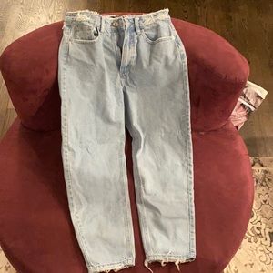 Petite blue distressed jeans.